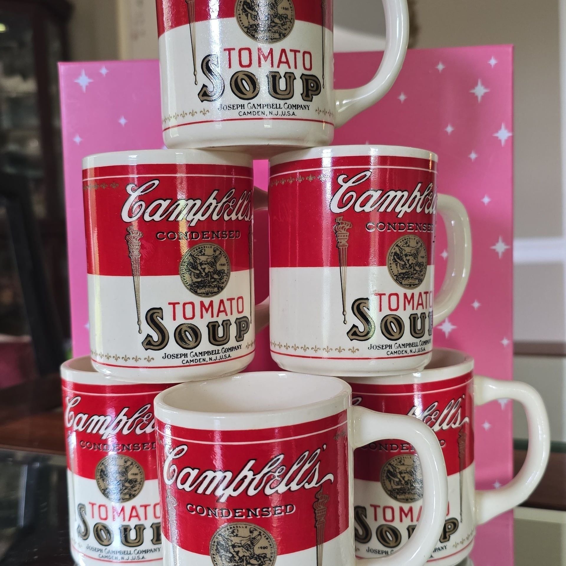 6 Campbells Tomato Soup Mugs Displaying 1915 Label 1