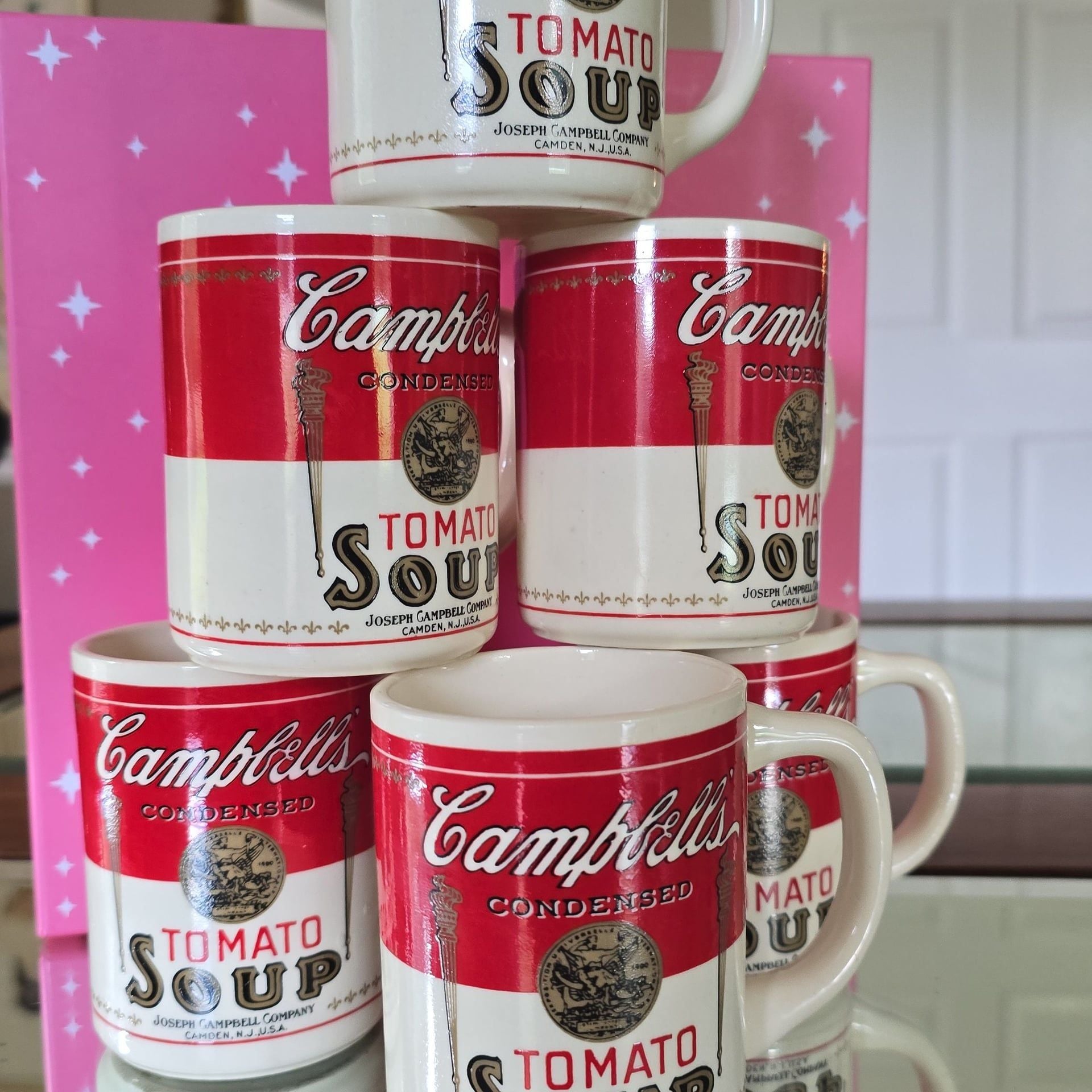 6 Campbells Tomato Soup Mugs Displaying 1915 Label 2