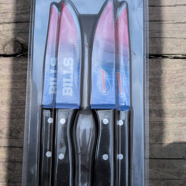 NFL 4 Piece Steak Knife Set Knives 420 Stainless Steel Bills