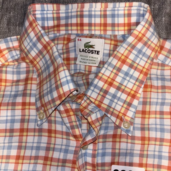 Lacoste Men's Plaid Button-Down Shirt Mens Size 44