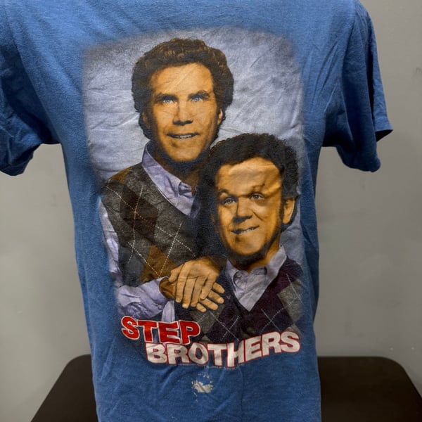 Step Brothers Prestige Worldwide Dale & Brennan Blue Promo T-Shirt Men's SMALL