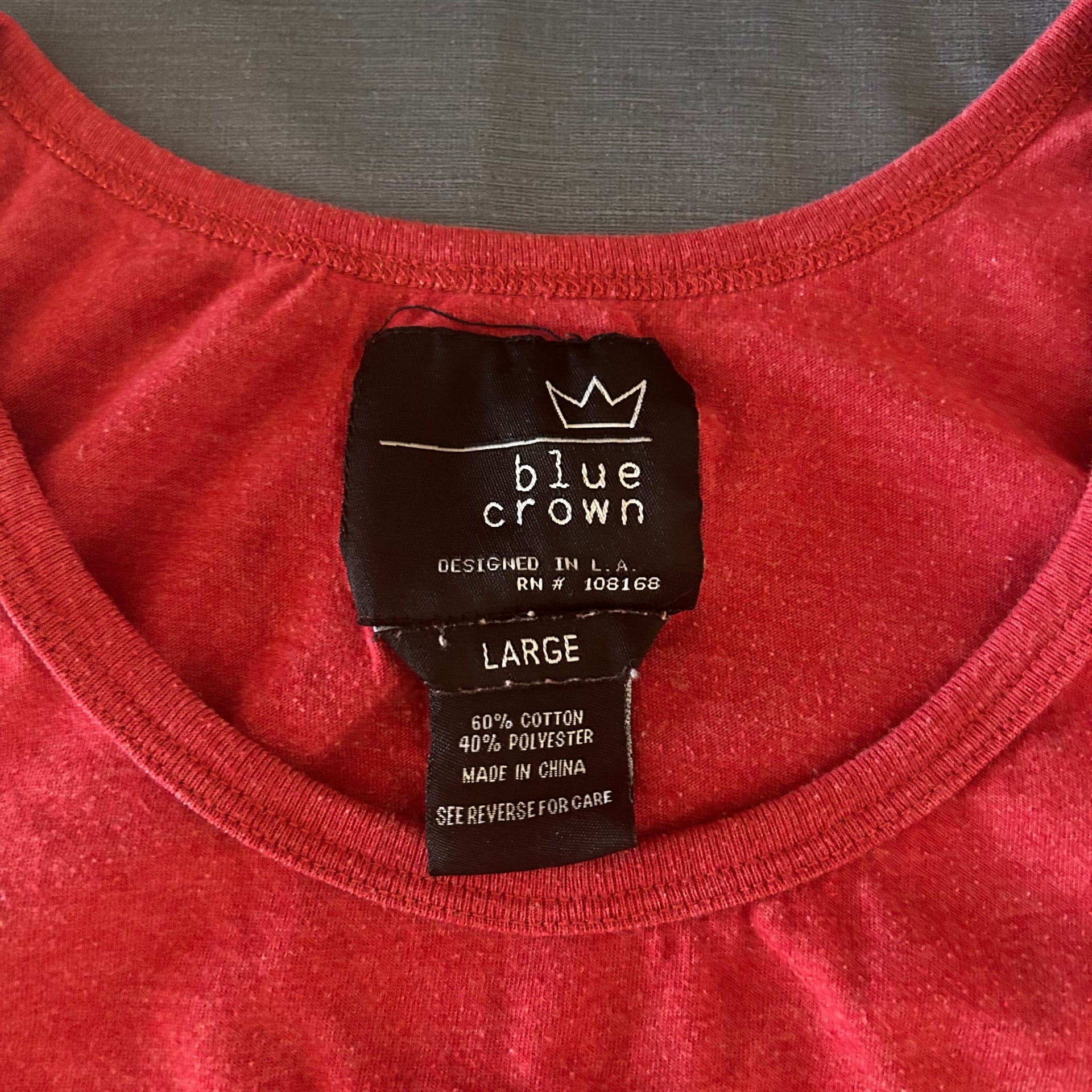 Blue Crown Men's Red Tank Top with Pocket - Size Large 2