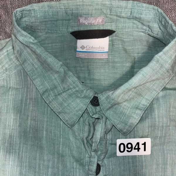 Columbia Green Regular Fit Long Sleeve Button Up Shirt Men's Size L Casual