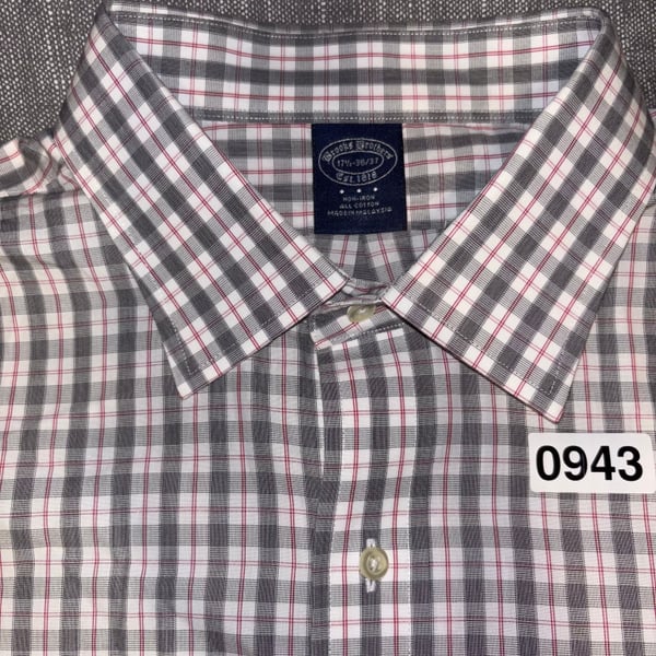 Brooks Brothers Non-Iron All Cotton Dress Shirt Plaid Size 17 1/2-36/37