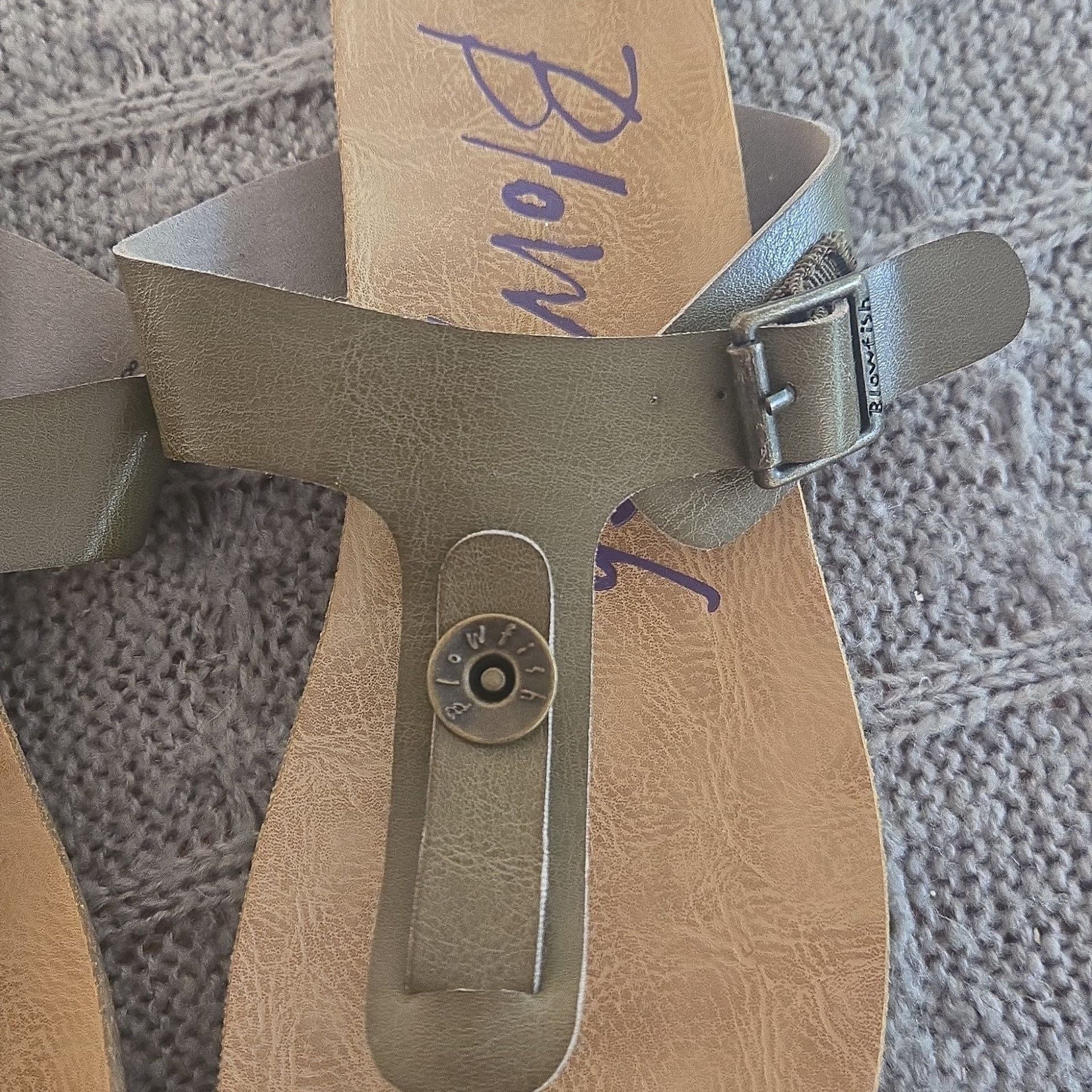BLOWFISH - Women's Malibu - Thong Flip Flops BuckleSandals - Size 8 - green - Like new 3