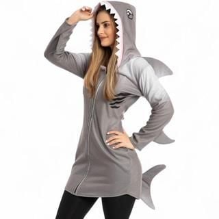 Shark Woman Hoodie Jumpsuit Costume - Adult Size Large 2