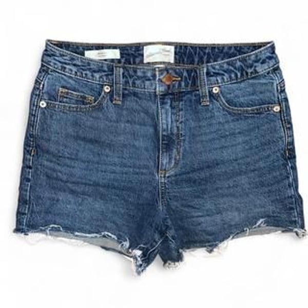 Universal Thread High-Rise Denim Shorts, Dark Wash, Frayed Hem, Size 6/28R