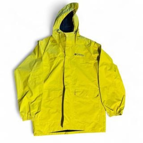 Columbia Sportswear Men's Yellow Rain Jacket - Waterproof Hooded Shell, Size M