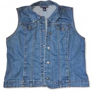 Charter Club Blue Denim Vest Women's Size L Classic Jean Style Button Front 2