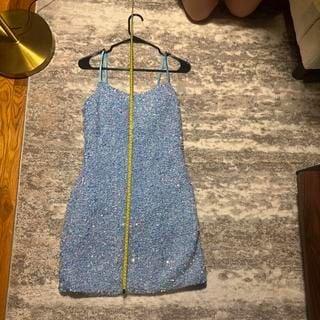 Sparkly Blue Mini Dress with Adjustable Straps - Glam Partywear 2