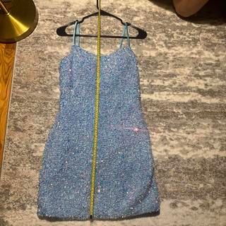 Sparkly Blue Mini Dress with Adjustable Straps - Glam Partywear 4