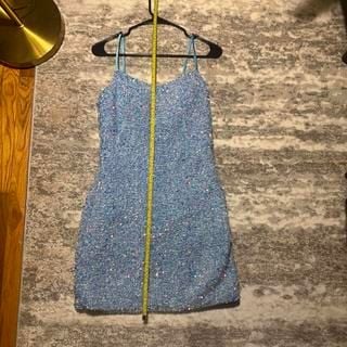 Sparkly Blue Mini Dress with Adjustable Straps - Glam Partywear 3