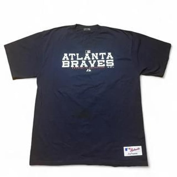 Majestic MLB Atlanta Braves Authentic Navy Blue T-Shirt, Men's XL
