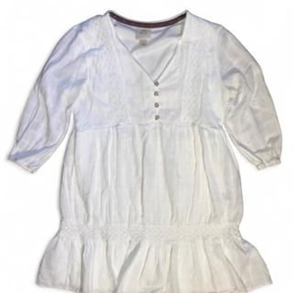 Knox Rose White Lace Trim Button Front Tiered Dress