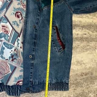 Vintage 80s/90s Acid Wash Denim Jacket with Velvet & Patchwork Accents 6