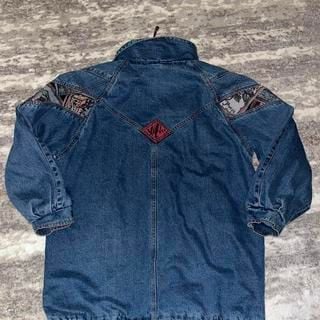 Vintage 80s/90s Acid Wash Denim Jacket with Velvet & Patchwork Accents 3