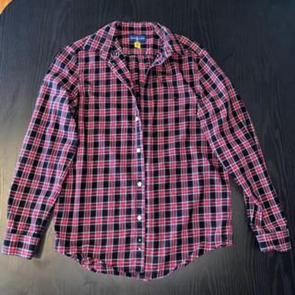 Polo Ralph Lauren Red & Blue Plaid Flannel Button-Up Shirt, Long Sleeve, Casual