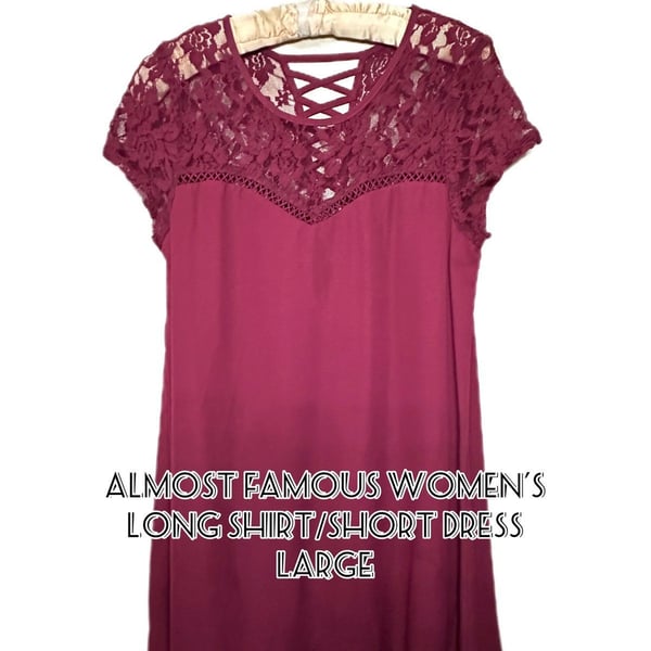 Almost famous long shirt, or short dress, red size large