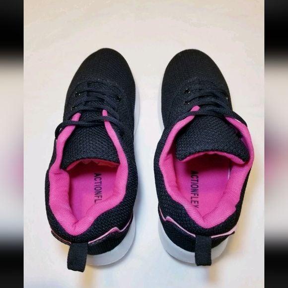 Actionflex Womens Mesh Lace-Up Athletic Black/Pink Size 6 Shoes/Sneakers 8