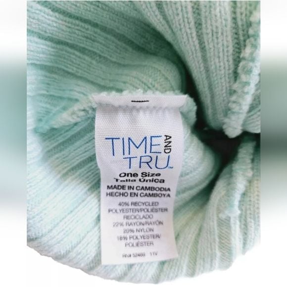 Time And Tru Green Knit Women Beanie Hat/Cap 5