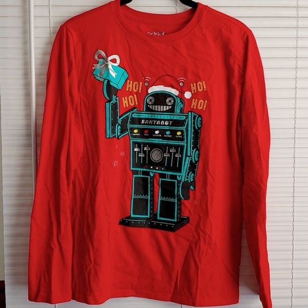 Cat & Jack LS boys Santabot shirt