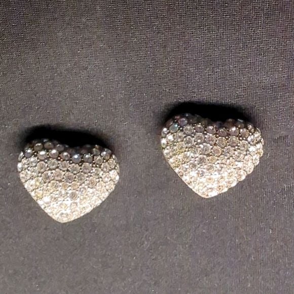 Carolee Vintage Pave Crystal Heart Clip-on Earrings 1
