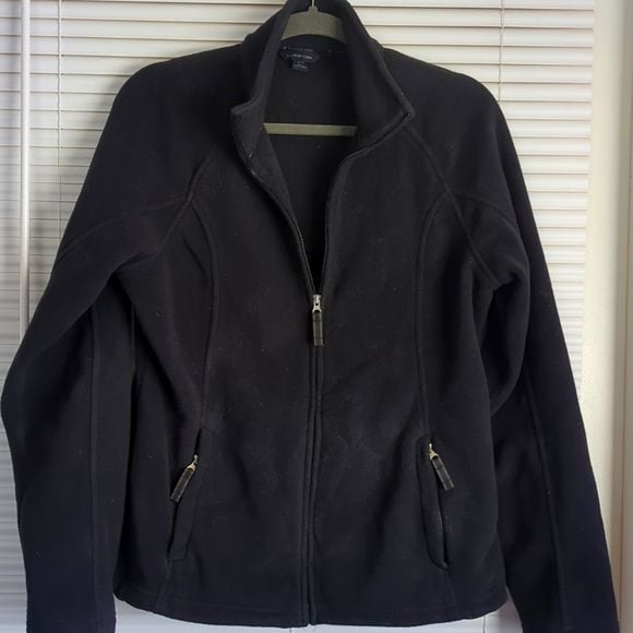 Lands End black full zip fleece jacket 2