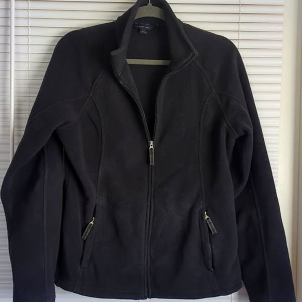 Lands End black full zip fleece jacket