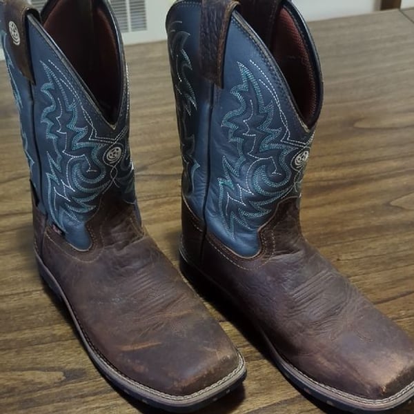 Justin Boots Men's Western Leather Boots - Brown and Blue