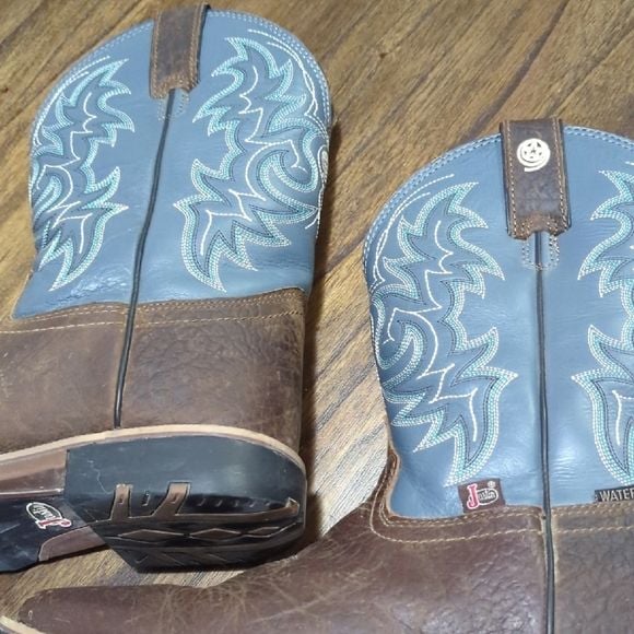 Justin Boots Men's Western Leather Boots - Brown and Blue 3