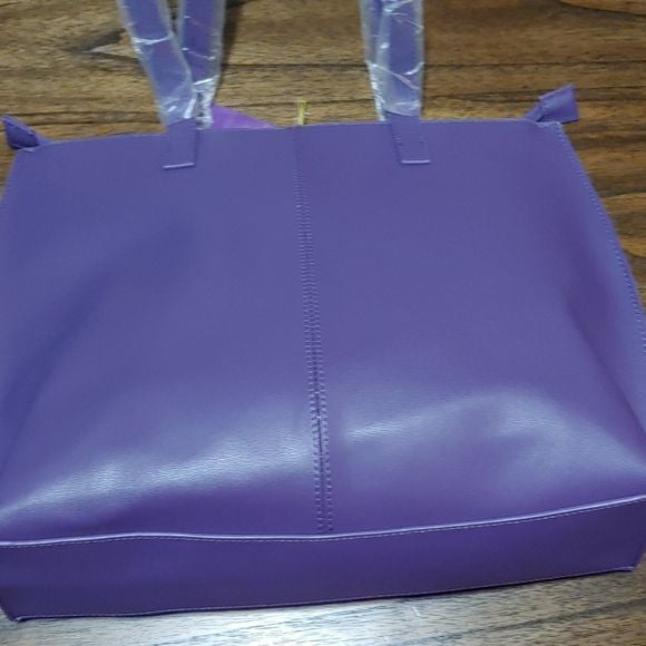 New Joy Mangano Elite Travel Collection Purple Leather Tote with RFID protection 2