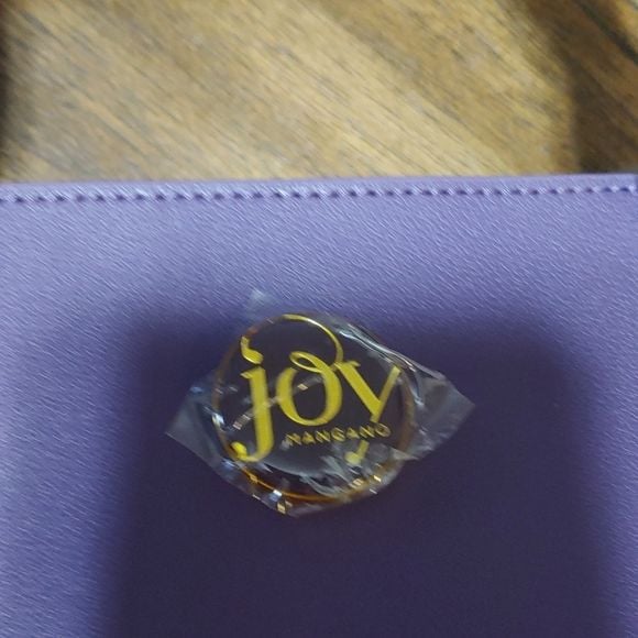 New Joy Mangano Elite Travel Collection Purple Leather Tote with RFID protection 3