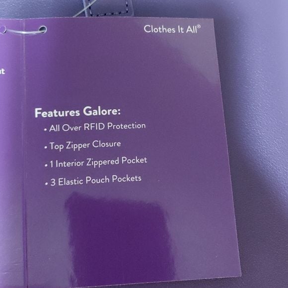 New Joy Mangano Elite Travel Collection Purple Leather Tote with RFID protection 5
