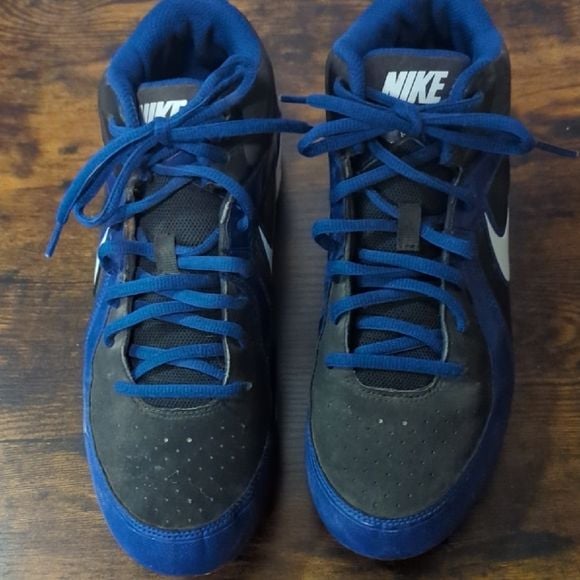 Nike Black and Blue High-Top Baseball Cleats 2