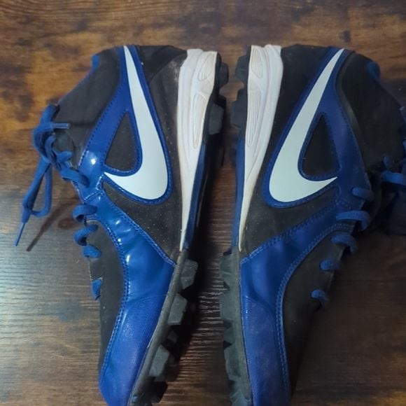 Nike Black and Blue High-Top Baseball Cleats 3