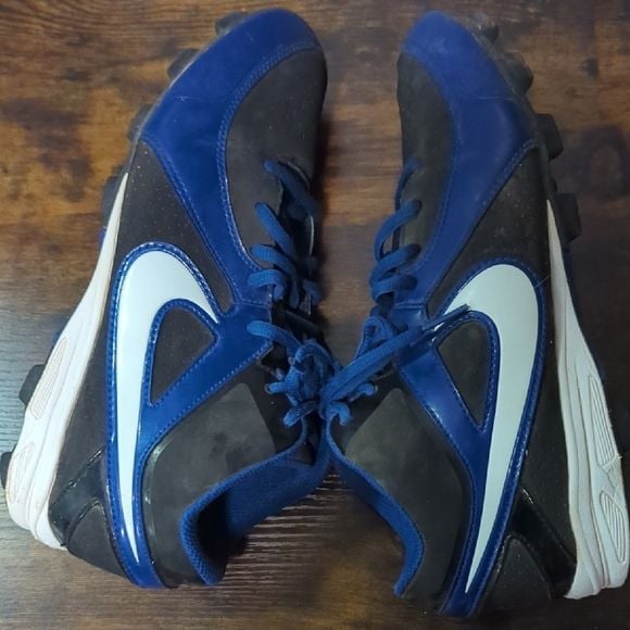 Nike Black and Blue High-Top Baseball Cleats 6