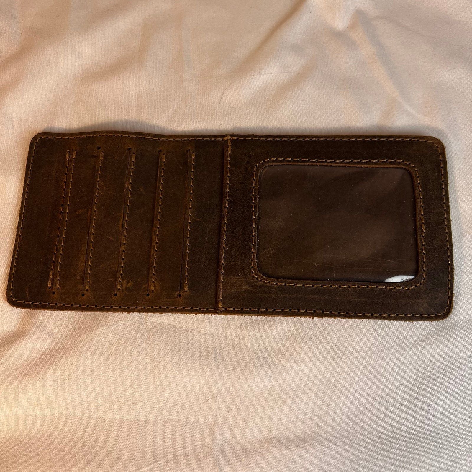 Heathers brown leather minimalist card wallet 2