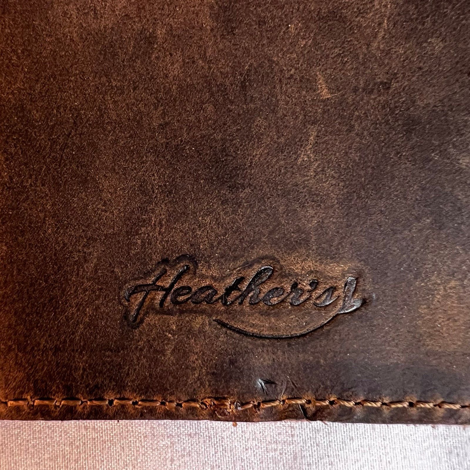 Heathers brown leather minimalist card wallet 4