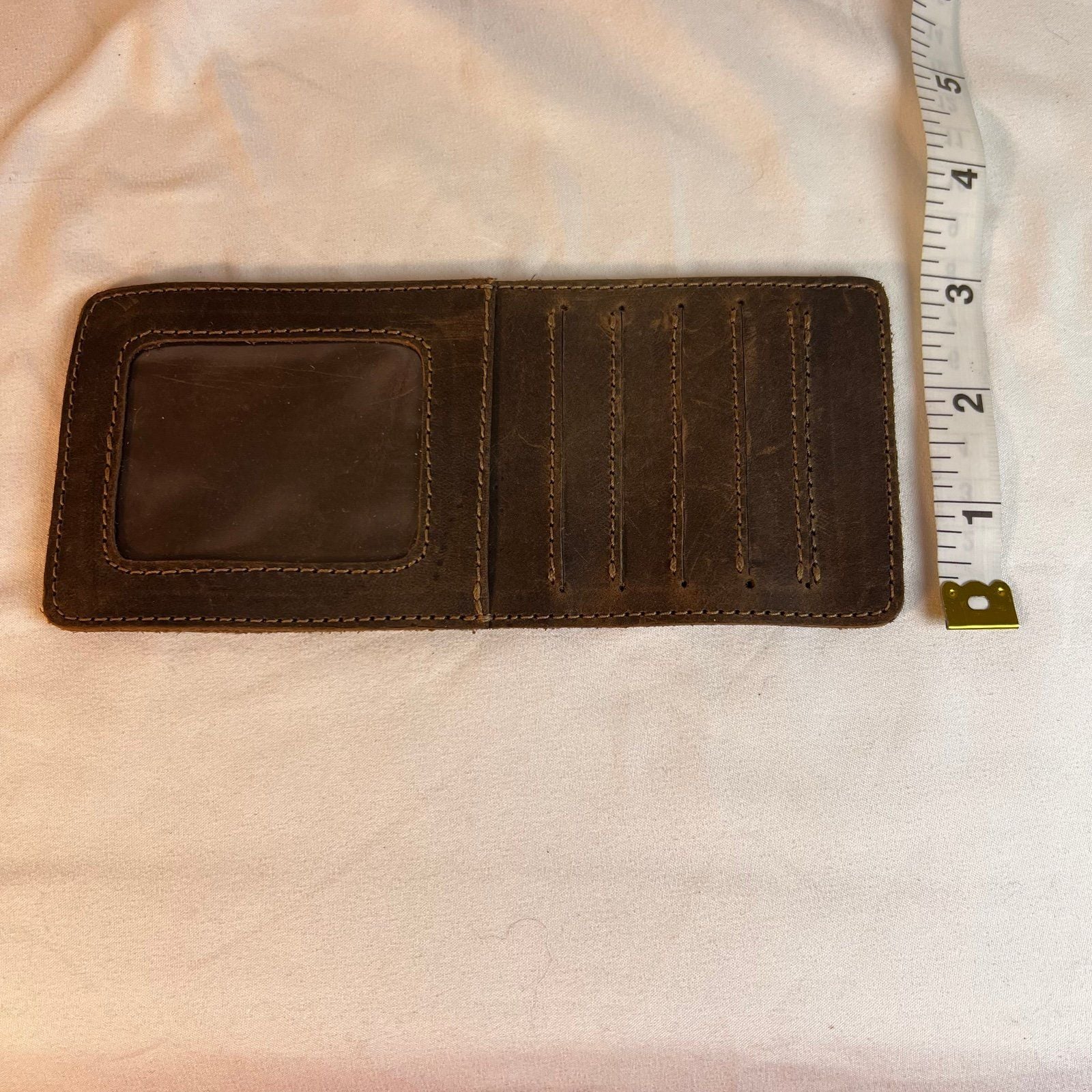 Heathers brown leather minimalist card wallet 6