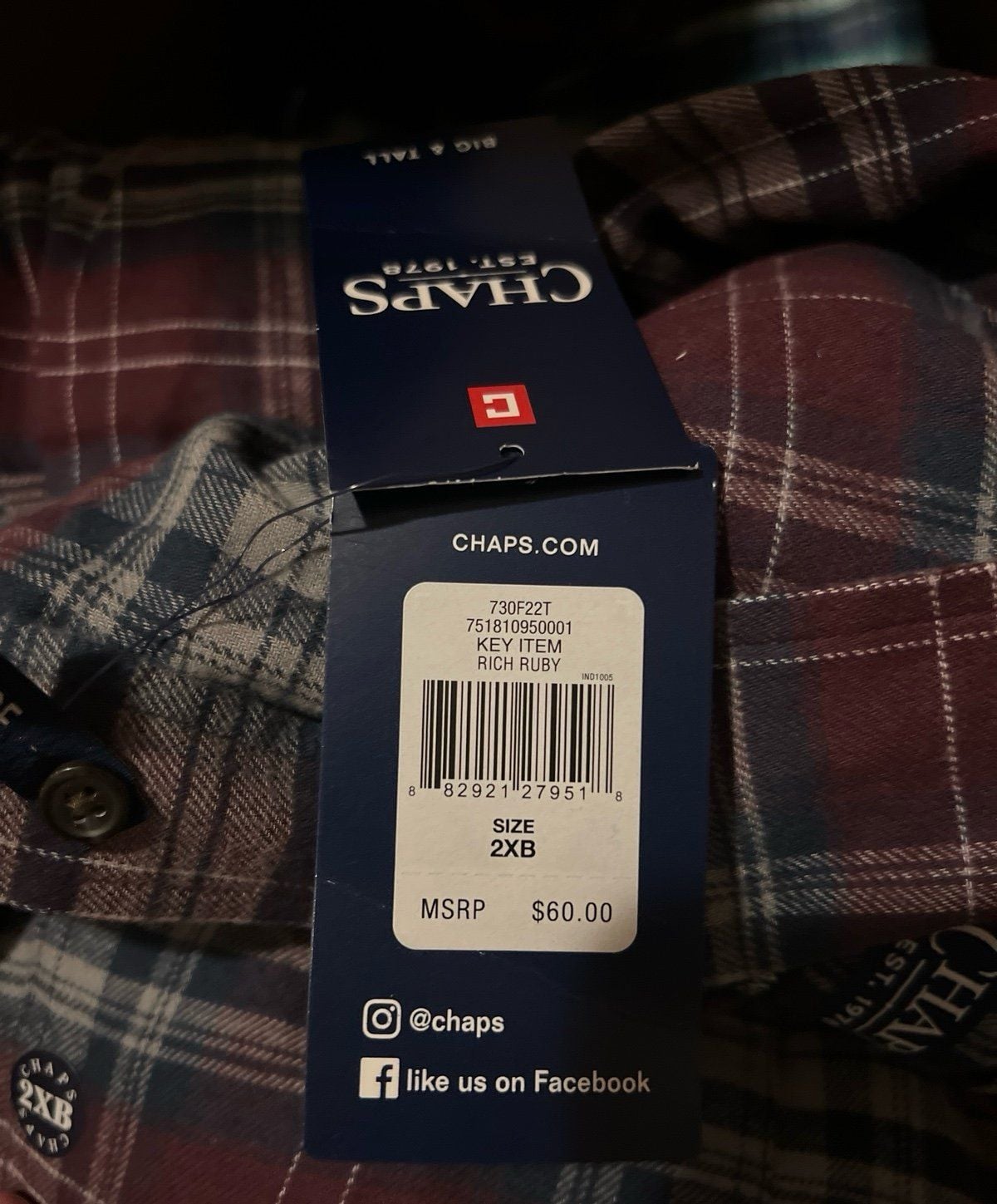 2XB Chaps Performance flannel Rich Ruby 9