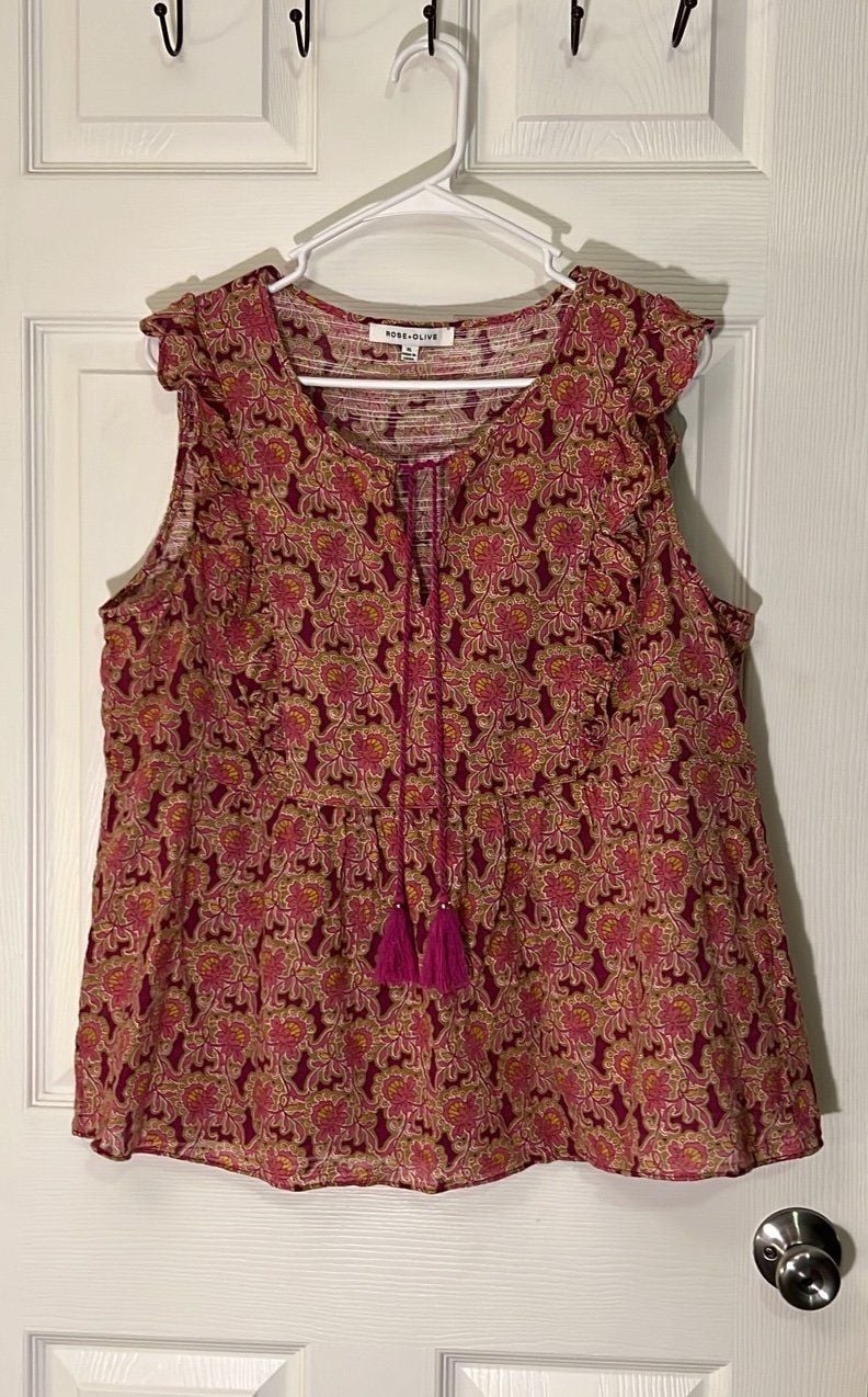 XL Rose + Olive sleeveless top 2