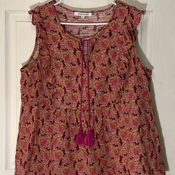 XL Rose + Olive sleeveless top