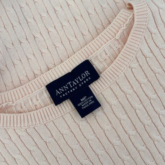 Ann Taylor Light Pink Cable Knit Short Sleeve Tee 7