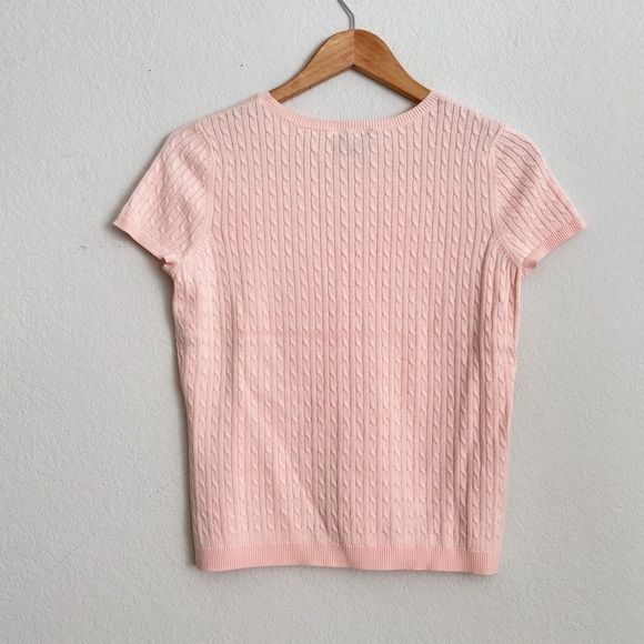 Ann Taylor Light Pink Cable Knit Short Sleeve Tee 6