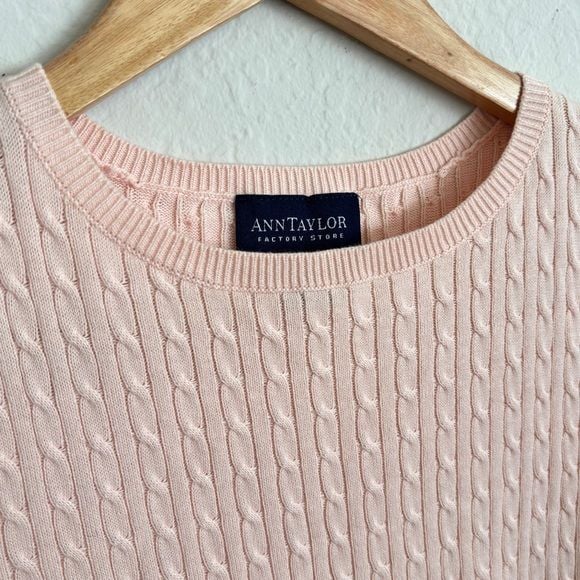 Ann Taylor Light Pink Cable Knit Short Sleeve Tee 5