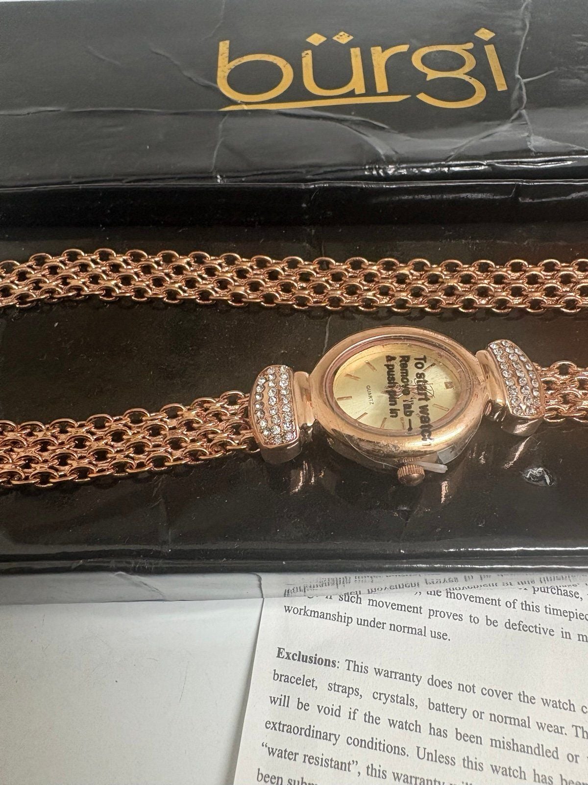 Bürgi Women’s Rose Gold Mesh Bracelet Watch – Swarovski Crystal Accents – New in 4