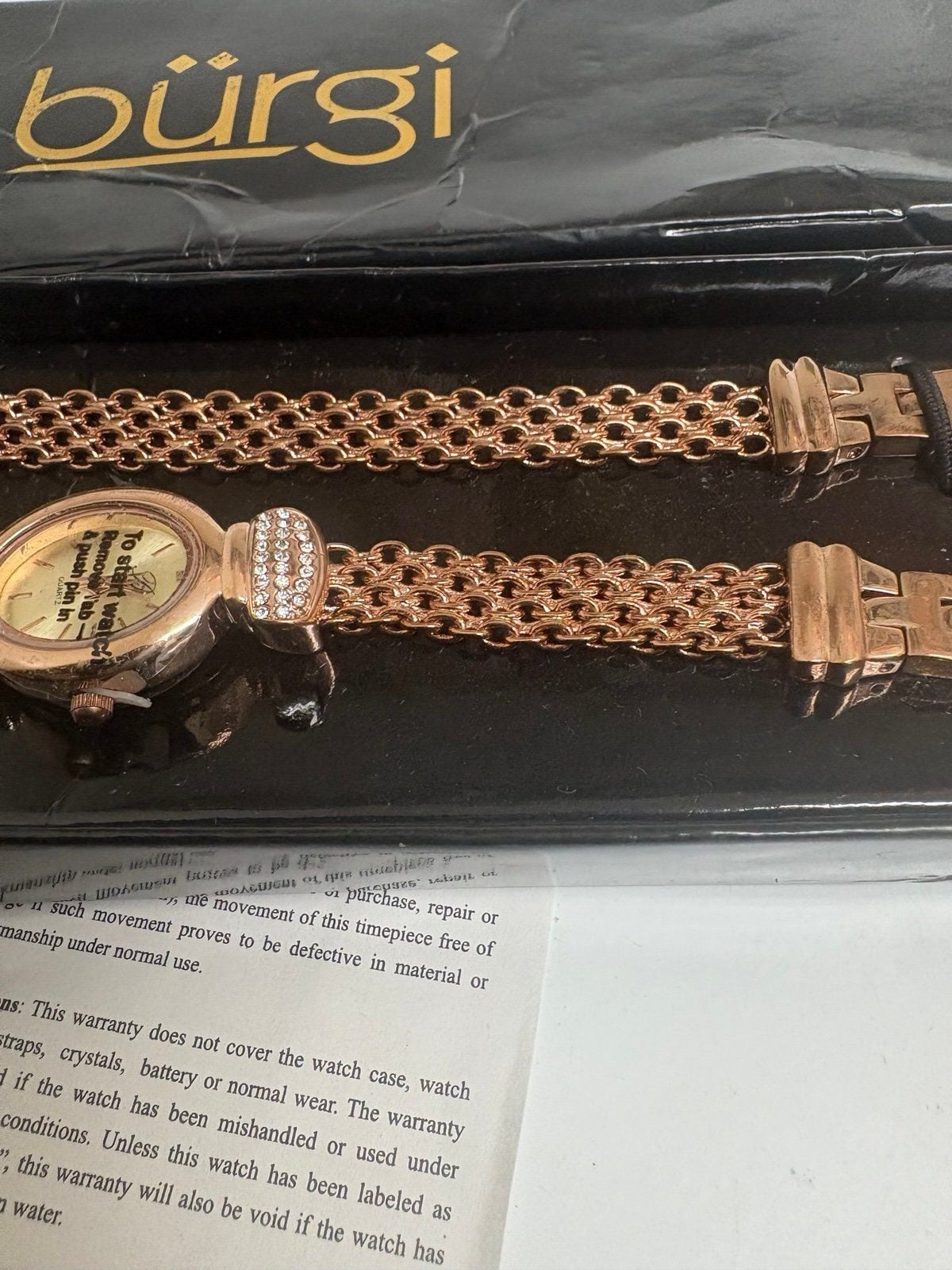Bürgi Women’s Rose Gold Mesh Bracelet Watch – Swarovski Crystal Accents – New in 5