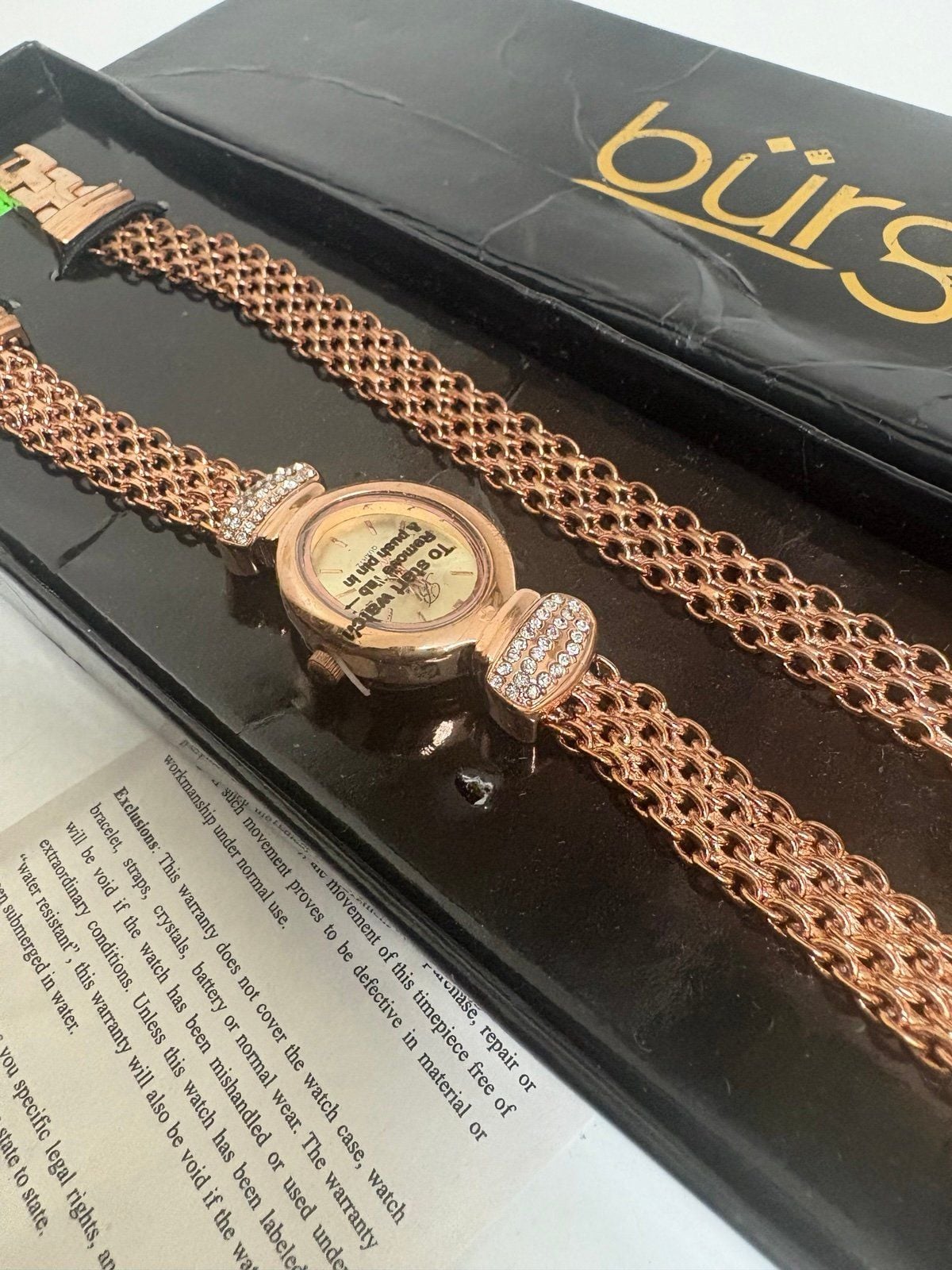 Bürgi Women’s Rose Gold Mesh Bracelet Watch – Swarovski Crystal Accents – New in 6