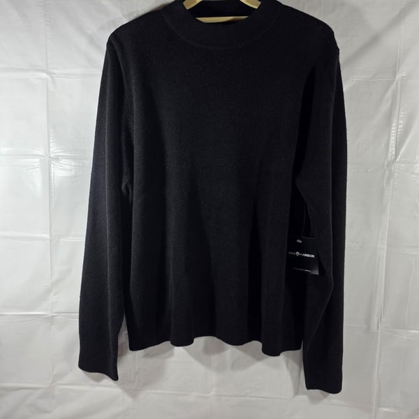 Sag Harbor Black Ribbed Sweater XL