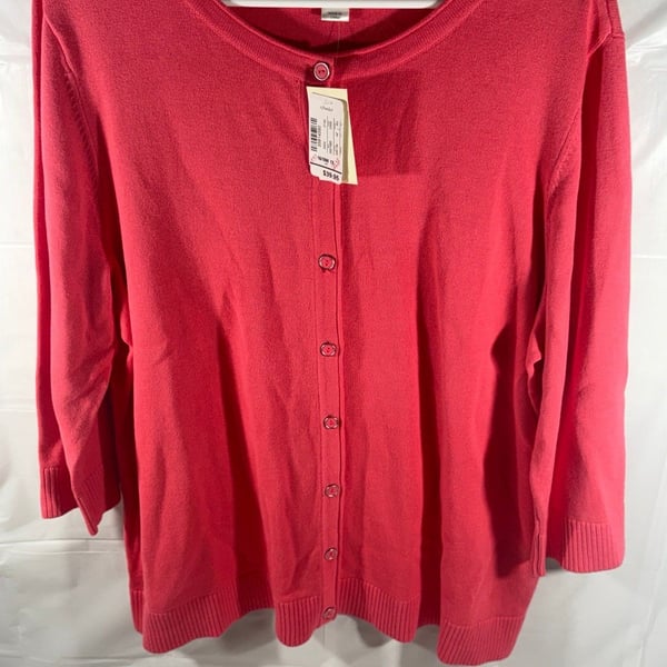 CJ Banks Women’s Cardigan Sweater 1X Red Button Front Plus Size NWT